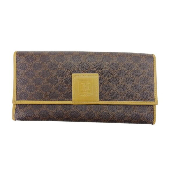 Celine long wallet macadam beige PVC x leather Authentic USED - Picture 1 of 11